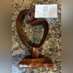 199. NOVICA Heart Bond wooden hand-crafted sculpture NWT